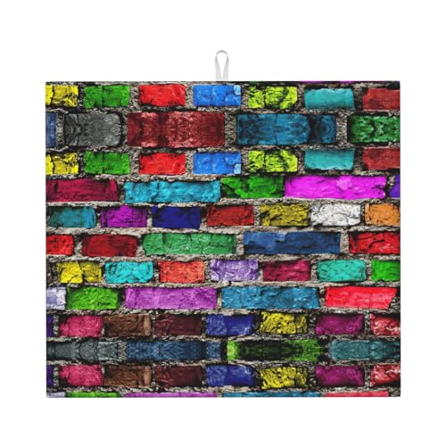 Abtropfmatte mit buntem Ziegeldruck, niedliche Abtropfmatte für Küche, ästhetisch, saugfähig, leicht zu reinigen von DIEzig