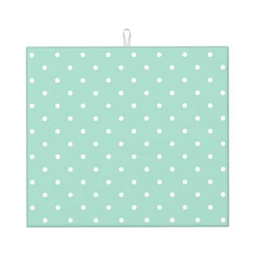 Abtropfmatte mit grünen Punkten, niedlich, für Küche, ästhetisch, saugfähig, Abtropfmatte, leicht zu reinigen von DIEzig