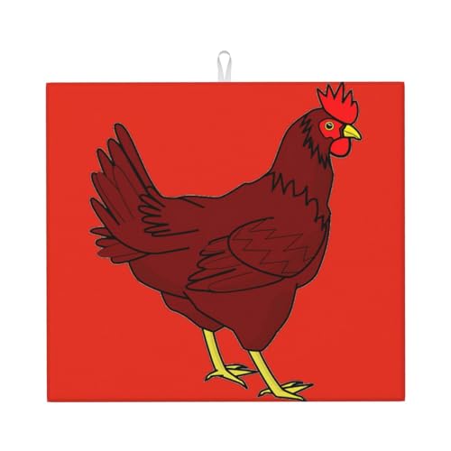 Abtropfmatte mit rotem Huhn-Druck, für Küche, ästhetisch, saugfähig, Abtropfmatte, leicht zu reinigen Abtropfmatte mit rotem Huhn-Druck, für Küche, ästhetisch, saugfähig, Abtropfmatte, leicht zu reinigen von DIEzig