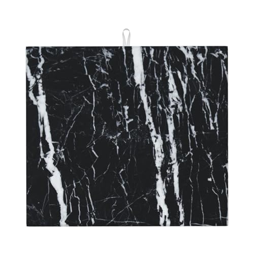 Abtropfmatte mit schwarzem und weißem Marmordruck, niedliche Abtropfmatte für die Küche, ästhetisch, saugfähig, leicht zu reinigen Abtropfmatte mit schwarzem und weißem Marmordruck, niedliche Abtropfmatte für die Küche, ästhetisch, saugfähig, leicht zu reinigen von DIEzig