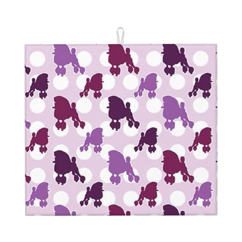 Abtropfmatte mit violettem Pudel, Punktemuster, niedlich, für Küche, ästhetisch, saugfähig, Abtropfmatte, leicht zu reinigen Abtropfmatte mit violettem Pudel, Punktemuster, niedlich, für Küche, ästhetisch, saugfähig, Abtropfmatte, leicht zu reinigen von DIEzig