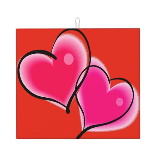 Abtropfmatte mit zwei rosa Herzen, niedlich, für Küche, ästhetisch, saugfähig, Abtropfmatte, leicht zu reinigen Abtropfmatte mit zwei rosa Herzen, niedlich, für Küche, ästhetisch, saugfähig, Abtropfmatte, leicht zu reinigen von DIEzig