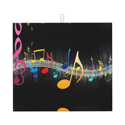 Bunte Abtropfmatte mit Musiknoten-Druck, niedliche Abtropfmatte für Küche, ästhetisch, saugfähig, Abtropfmatte, leicht zu reinigen Bunte Abtropfmatte mit Musiknoten-Druck, niedliche Abtropfmatte für Küche, ästhetisch, saugfähig, Abtropfmatte, leicht zu reinigen von DIEzig