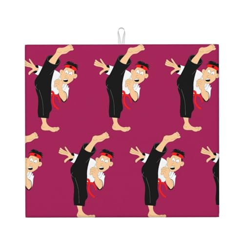 Cartoon-Karate-Druck, niedliche Abtropfmatte für Küche, ästhetisch, saugfähig, Abtropfmatte, Küchen-Abtropfmatte, leicht zu reinigen Cartoon-Karate-Druck, niedliche Abtropfmatte für Küche, ästhetisch, saugfähig, Abtropfmatte, Küchen-Abtropfmatte, leicht zu reinigen von DIEzig