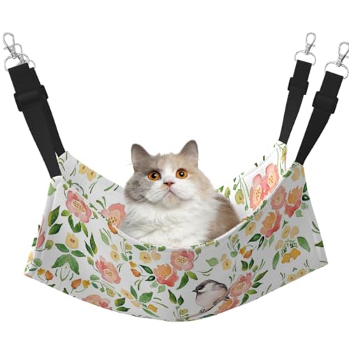 DIEzig Hängematte, Motiv: Blumen und Vögel, mittelgroß, weiches Bett für Kätzchen, Frettchen, Welpen oder kleine Haustiere DIEzig Hängematte, Motiv: Blumen und Vögel, mittelgroß, weiches Bett für Kätzchen, Frettchen, Welpen oder kleine Haustiere von DIEzig