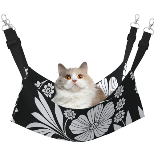 DIEzig Hängematte, geometrische Blume, mittelgroß, weiches Bett für Kätzchen, Frettchen, Welpen oder kleine Haustiere, Schwarz und Weiß DIEzig Hängematte, geometrische Blume, mittelgroß, weiches Bett für Kätzchen, Frettchen, Welpen oder kleine Haustiere, Schwarz und Weiß von DIEzig