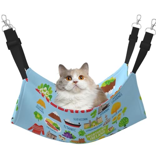DIEzig Ireland Map with Icons Medium Cage Hammock Hanging Soft Bed For Kitten,Frettchen,Puppy Or Small Pet von DIEzig