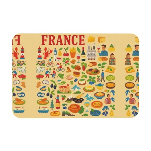 DIEzig Kieselgur-Matte, Motiv: Frankreich, Lebensmittelkultur, Kunstdruck, 39,9 x 60,9 cm, Herbstmatte, weiche Bodenmatte, Duschkissen, rutschfeste Gummi-Rückseite von DIEzig