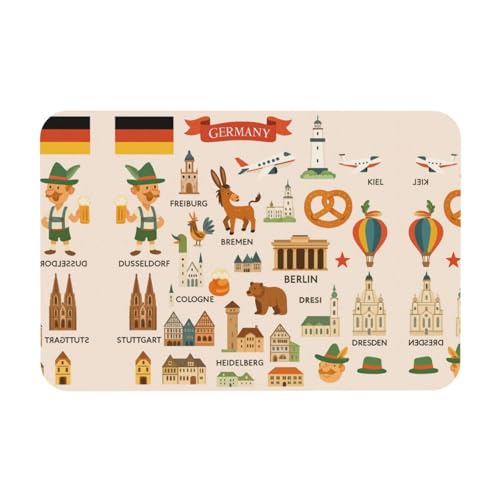 DIEzig Kieselgur-Matte mit Deutschland-Kartendruck, 40 x 60 cm, Herbstmatte, weiche Bodenmatte, Duschkissen, rutschfeste Gummi-Rückseite von DIEzig