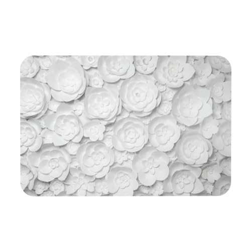 DIEzig Kieselgur mit 3D-Blumendruck, 39,9 x 60,9 cm, Herbstmatte, weiche Bodenmatte, Duschkissen, rutschfeste Gummi-Rückseite von DIEzig