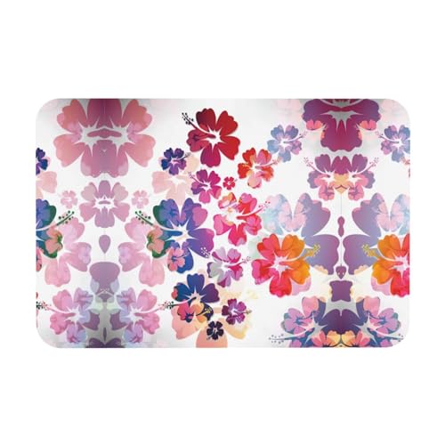 DIEzig Kieselgur mit Hawaii-Blumendruck, 39,9 x 60,9 cm, Herbstmatte, weiche Bodenmatte, Duschkissen, rutschfeste Gummi-Rückseite von DIEzig