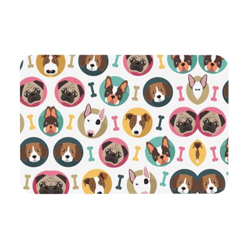 DIEzig Kieselgur mit Hundemuster, 39,9 x 60,9 cm, Herbstmatte, weiche Bodenmatte, Duschkissen, rutschfeste Gummi-Rückseite von DIEzig