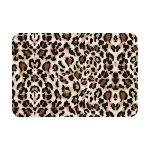 DIEzig Kieselgur mit Leopardenmuster, weich, Herbstmatte, Duschkissen, rutschfeste Gummi-Rückseite, 39,9 x 60,9 cm von DIEzig