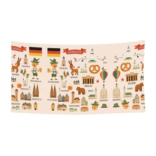 Deutschland-Reise-Symbole, Kartendruck, hängende Halloween-Party-Banner für Feiertage, 1 Stück, ideal für Halloween, Weihnachtsfeiern von DIEzig