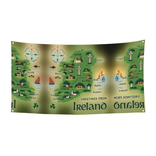 Irland-Karte mit Sehenswürdigkeiten, zum Aufhängen, Halloween-Party-Banner für Feiertage, 1 Stück, ideal für Halloween-Weihnachtsfeiern von DIEzig