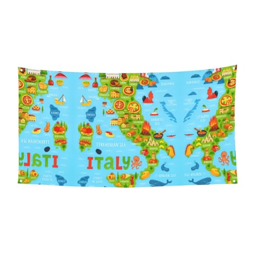 Italienische Karte mit Lebensmittel-Symbolen, zum Aufhängen, Halloween-Party-Banner für Feiertage, 1 Stück, ideal für Halloween-Weihnachtsfeiern von DIEzig