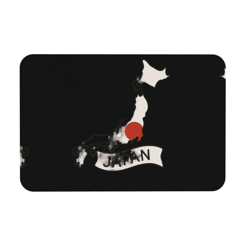 Kieselgur-Matte, Motiv: Japan-Karte mit Flagge, 40 x 60 cm, weiche Bodenmatte, Duschkissen, rutschfeste Gummi-Rückseite von DIEzig
