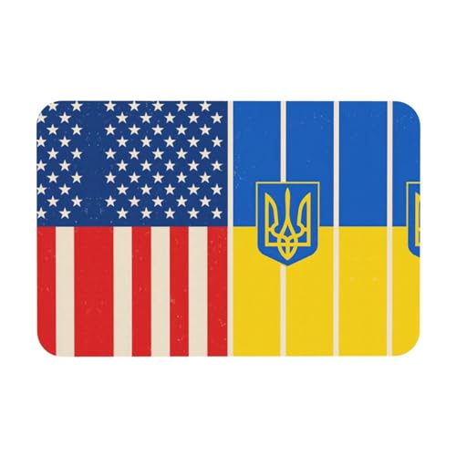 Kieselgur-Matte, Motiv: USA und Ukraine, 40 x 60 cm, weiche Bodenmatte, Duschkissen, rutschfeste Gummi-Rückseite von DIEzig