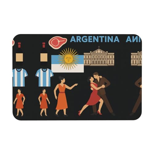 Kieselgur-Matte mit Argentinien-Kultdruck, 39,9 x 60,9 cm, Herbst-weiche Bodenmatte, Duschkissen, rutschfeste Gummi-Rückseite von DIEzig