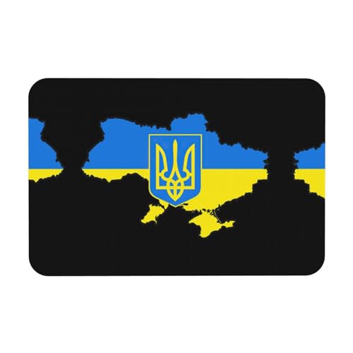 Kieselgur-Matte mit Ukraine-Karte, Nationalemblem, 39,9 x 60,9 cm, Herbstmatte, weiche Bodenmatte, Duschkissen, rutschfeste Gummi-Rückseite von DIEzig