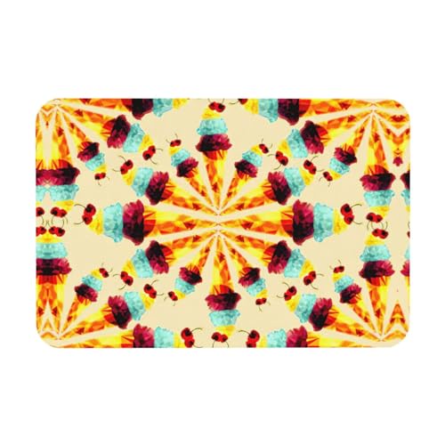 Kieselgur mit Eiscreme-Polygon-Druck, 39,9 x 60,9 cm, Herbstmatte, weiche Bodenmatte, Duschkissen, rutschfeste Gummi-Rückseite von DIEzig