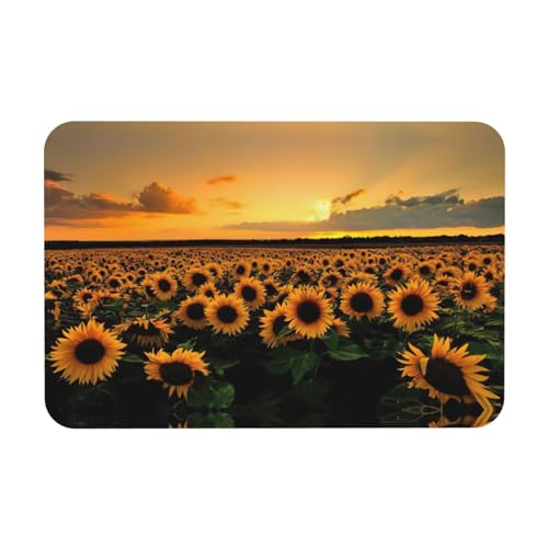 Kieselgur mit Sonnenblumen-Motiv, 40 x 60 cm, Herbstmatte, weiche Bodenmatte, Duschkissen, rutschfeste Gummi-Rückseite von DIEzig