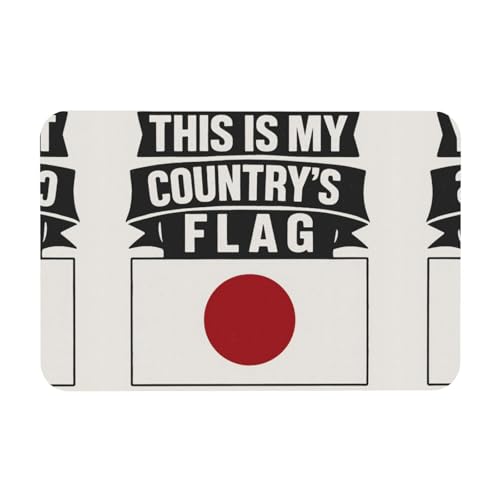 Kieselgur mit japanischer Flagge, 39,9 x 60,9 cm, Herbst-Weichbodenmatte, Duschkissen, rutschfeste Gummi-Rückseite von DIEzig