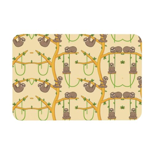 Kieselgur mit niedlichem Cartoon-Faultier-Druck, 39,9 x 60,9 cm, Herbstmatte, weiche Bodenmatte, Duschkissen, rutschfeste Gummi-Rückseite von DIEzig