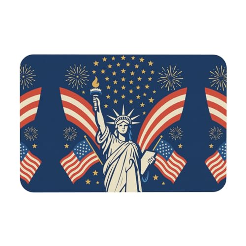 Kieselgur mit patriotischem Design, Statuendruck, 39,9 x 60,9 cm, Herbstmatte, weiche Bodenmatte, Duschkissen, rutschfeste Gummi-Rückseite von DIEzig