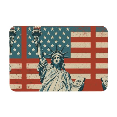 Liberty Statue mit amerikanischem Druck, Kieselgur-Matte, Herbst-Weichbodenmatte, Duschkissen, rutschfeste Gummi-Rückseite, 39,9 x 60,9 cm von DIEzig