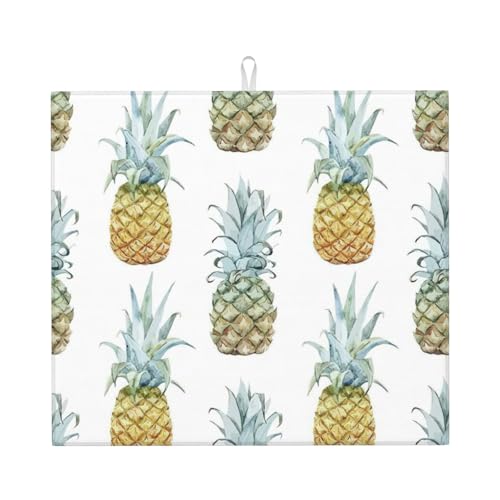 Modische Abtropfmatte mit Ananas-Druck, niedliche Abtropfmatte für Küche, ästhetisch, saugfähig, Abtropfmatte, leicht zu reinigen von DIEzig