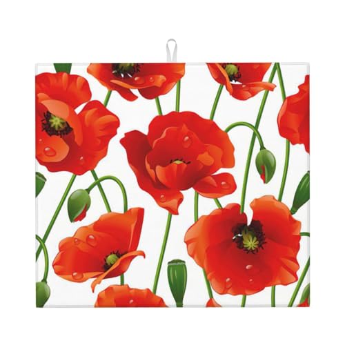 Niedliche Abtropfmatte mit Blumendruck, für Küche, ästhetisch, saugfähig, Abtropfmatte, leicht zu reinigen von DIEzig