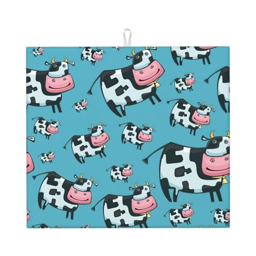 Niedliche Abtropfmatte mit Kuhdruck, ästhetisch, saugfähig, Abtropfmatte, Küchenabtropfmatte, leicht zu reinigen von DIEzig