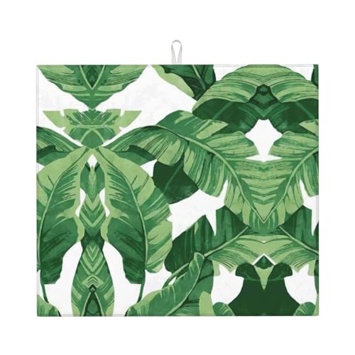 Niedliche grüne Palmenblätter-Druck, niedliche Abtropfmatte für Küche, ästhetisch, saugfähig, Abtropfmatte, Küchen-Abtropfmatte, leicht zu reinigen von DIEzig