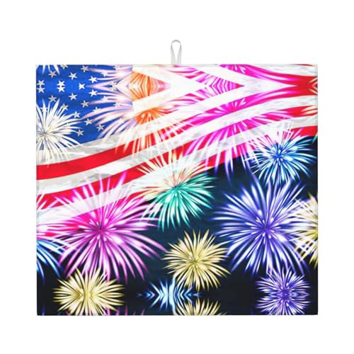 Patriotischer 4. Juli Amerikanische Flagge, Druck, niedliche Abtropfmatte für Küche, ästhetisch, saugfähig, Abtropfmatte, Küche, leicht zu reinigen Patriotischer 4. Juli Amerikanische Flagge, Druck, niedliche Abtropfmatte für Küche, ästhetisch, saugfähig, Abtropfmatte, Küche, leicht zu reinigen von DIEzig