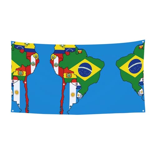 Südamerika-Flaggen-Karten-Design, Druck, hängende Halloween-Party-Banner für Feiertage, 1 Stück, ideal für Halloween-Weihnachtsfeiern von DIEzig