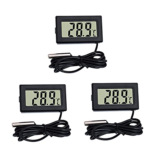 DIFCUL 3X Mini LCD Digital Thermometer Hygrometer Temperatur Luftfeuchtigkeit Tester mit externem Sensor für Auto/Kühlschrank/Aquarium/Aquarium/Zimmer (3 Stück Schwarz) von DIFCUL