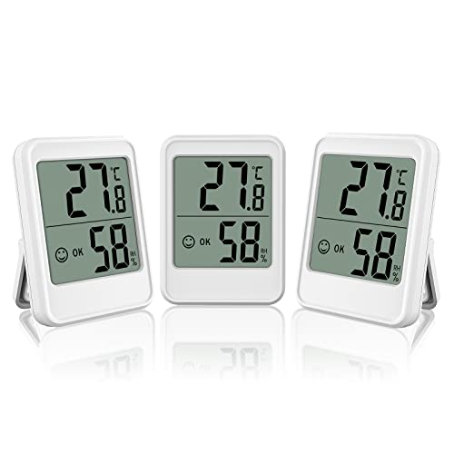 DIFCUL Thermometer Hygrometer Indoor Hygrometer Digital Thermometer Mini LCD Thermometer Hygrometer Heimthermometer für Babyzimmer, Zimmer, Weinkeller, Gewächshäuser usw. (3 Weiß)… von DIFCUL