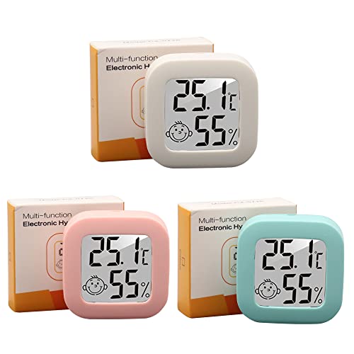 DIFCUL Mini LCD Digital Thermometer Hygrometer - Indoor Thermo-Hygrometer Feuchtigkeitsmesser mit Komfort Display - für Kühlschrank Aquarium Gewächshaus Autos Home Offices(3pcs) von DIFCUL