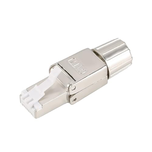 DIFCUL RJ45 Stecker Werkzeuglos für Verlegekabel Cat7 Cat6A, Mit Zink-Metall-Abschirmgehäuse, Netzwerkstecker Werkzeuglos Feldkonfektionierbarer Geschirmt 10 Gbps 600MHz 2 Stück von DIFCUL