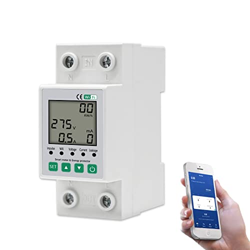DIFCUL stromzähler,stromzähler hutschiene,wechselstromzähler,Smart 1 Phasen Stromzähler Hutschiene,Digitale LCD hutschienen zähler WLAN Fernbedienung DIN-Schiene Wechselstromzähler von App von DIFCUL