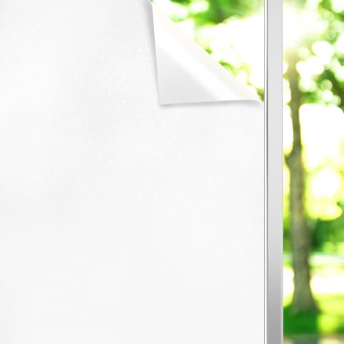 DIFIT Fensterfolie, Anti UV Milchglasfolie Sichtschutzfolie Fenster, Entfernbar Selbstklebende Folie Fensterfolie Blickdicht, Mattweiß Folie Fenster Sichtschutz für Büro Wohnen (90x200cm) von DIFIT
