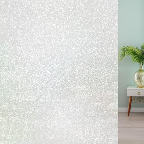 DIFIT Fensterfolie Blickdicht Funkelnd Milchglasfolie Selbstklebend Fenster, Sichtschutz Fenster Anti UV Statische Haftend Sichtschutzfolie Fenster für Zuhause Badzimmer Büro (Grau, 44.3 x 200cm) von DIFIT
