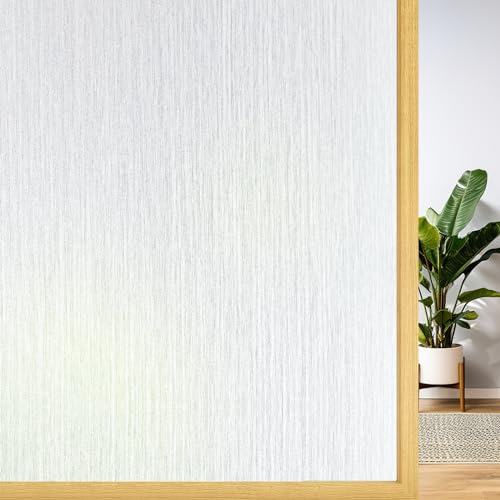 DIFIT Fensterfolie Blickdicht Milchglasfolie 44.3 x 200 cm, Sichtschutzfolie Fenster Selbsthaftend Statisch Haftend Ohne Kleber UV-Schutz Sichtschutz Fenster für Zuhause Büro, Regenfadenmuster von DIFIT