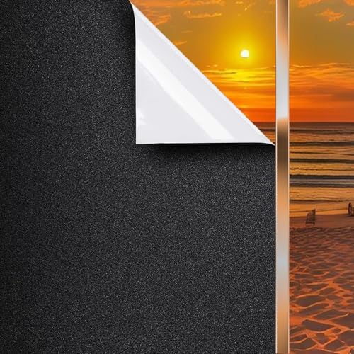 DIFIT Fensterfolie Blickdicht Schwarz Sichtschutzfolie Selbstklebend Verdunklungsfolie Für Fenster Dunkel Lichtundurchlässige Folie Abdunklungsfolie Anti-UV für Glastür Innen und Büro(60 * 200cm) von DIFIT