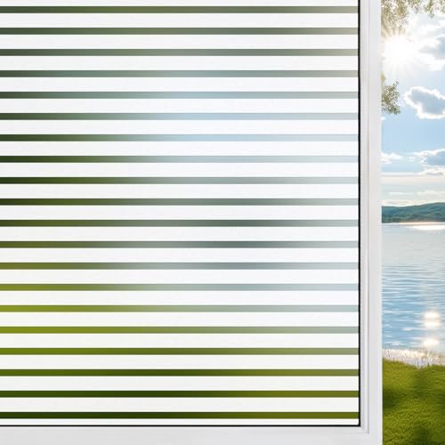 DIFIT Fensterfolie Blickdicht Streifen Sichtschutzfolie Fenster Milchglasfolie Selbstklebend Fenster Statisch Haftend Anti-UV Klebefolie Fenster für Küche Zuhause Büro (Mittlere Streifen, 60x200cm) von DIFIT