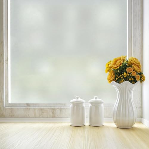 DIFIT Milchglasfolie,Fensterfolie Blickdicht,Milchglasfolie Selbstklebend Fenster Sichtschutzfolie Fensterfolien Non-Klebefolie Folie Sichtschutz Für Hause Badzimmer Büro (44.3X200CM) von DIFIT