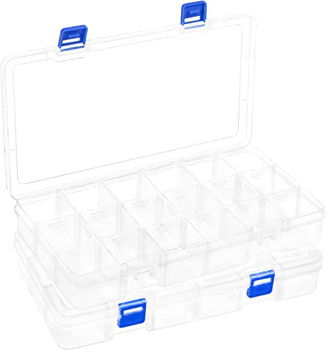 DIFIT Sortierboxen Plastik Aufbewahrungsbox Fächer Sortierkasten Kleinteilebox Für Kleinteile,Perlen,Schmuck,Ohrringe(18 FächeX2 Stücken) von DIFIT