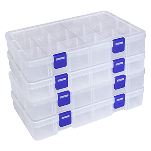 DIFIT Sortierboxen Plastik Aufbewahrungsbox Fächer Sortierkasten Kleinteilebox Für Kleinteile,Perlen,Schmuck,Ohrringe(18 Fäche X 4 Stücken) von DIFIT