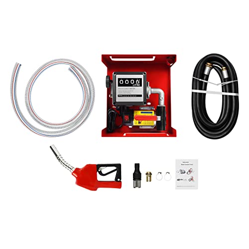 Dieselpumpe 230V Selbstansaugend Ölpumpe Ölabsaugpumpe 200W 50L / min Elektrisch Heizölpumpe, Automatik-Zapfpistole, 4m Schlauch, Zählwerk von DIFU